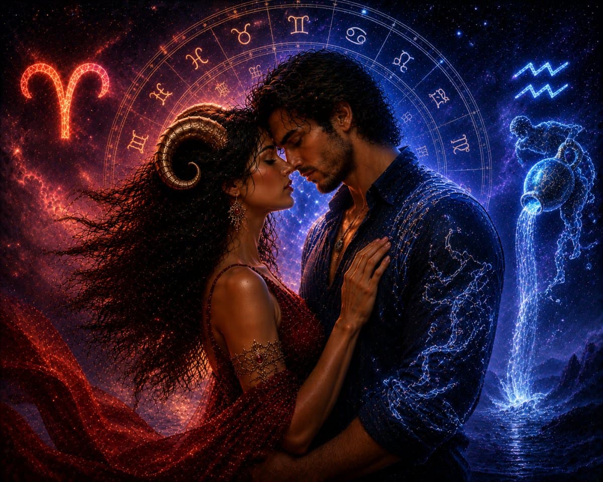 Compatibilidad Amorosa entre la Mujer Aries y el Hombre Acuario: Un Vínculo Extraordinario Donde la Libertad, la Inteligencia y la Pasión Se Entrelazan