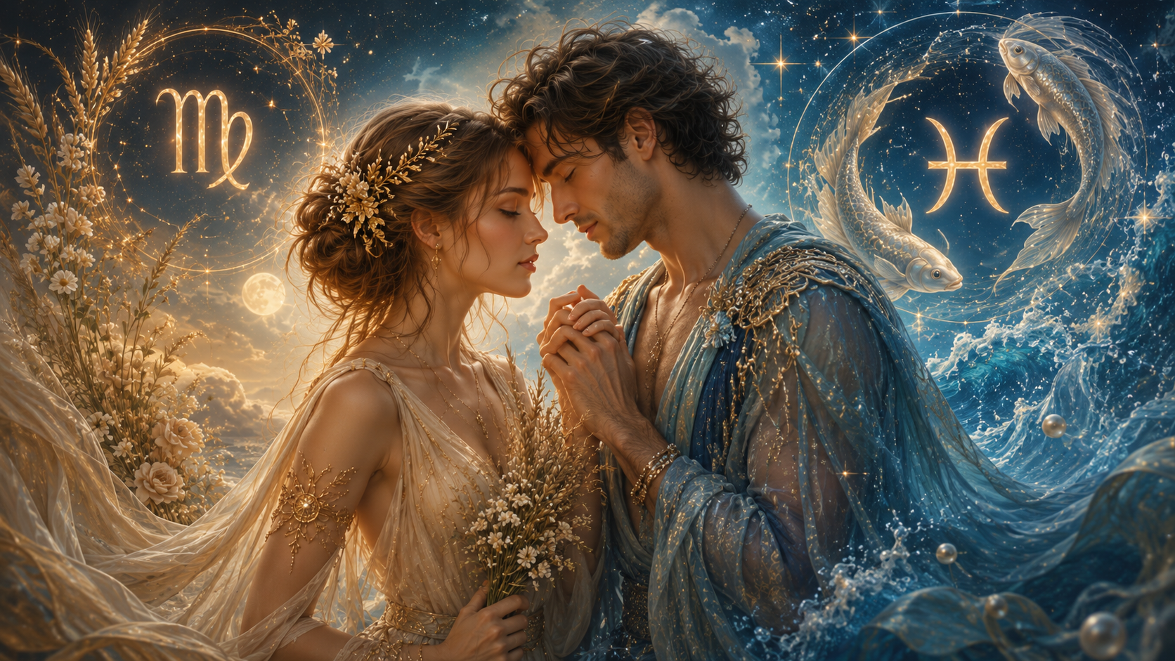 Virgo Woman and Pisces Man Love Compatibility: The Heart of Logic Is Tested in the Sea of Emotion